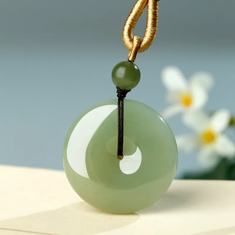 Treasure Necklaces Pale Greenish White Jade Men's-3
