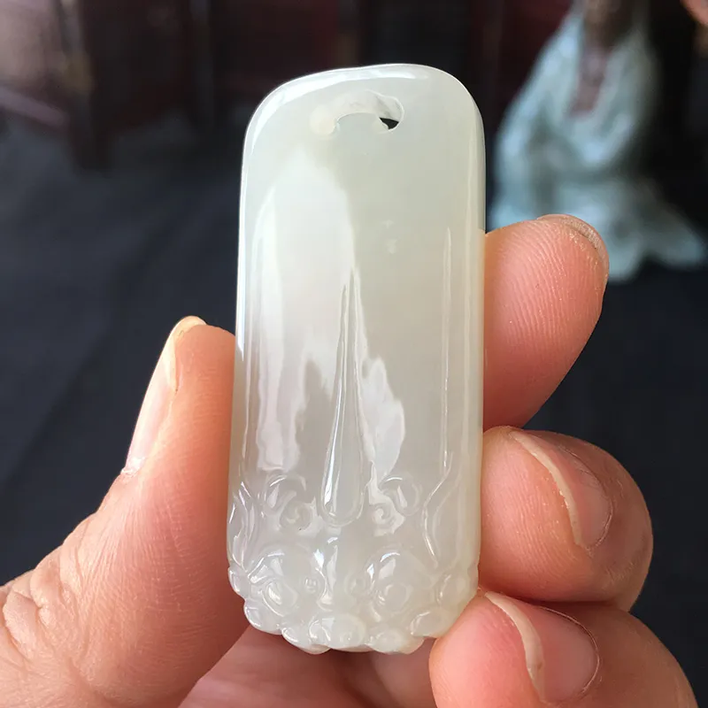 Treasure Pendants White Jade/Pale Greenish White Jade Unisex-4
