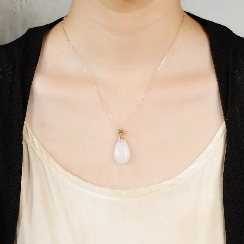 Treasure Necklaces White Jade Women's-3