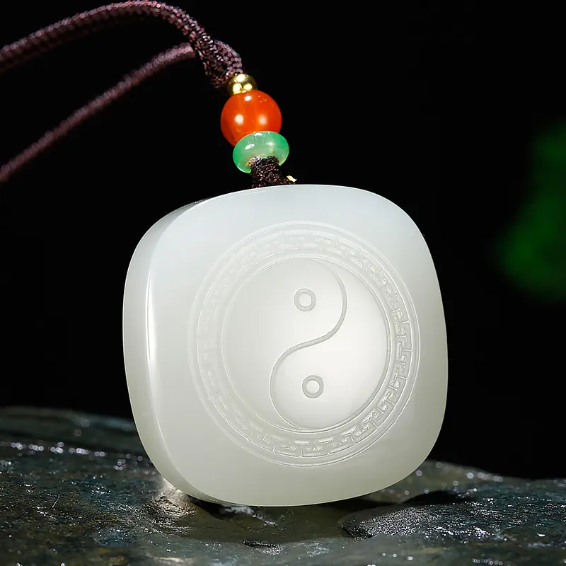 Treasure Necklaces White Jade/Pale Greenish White Jade Unisex-3
