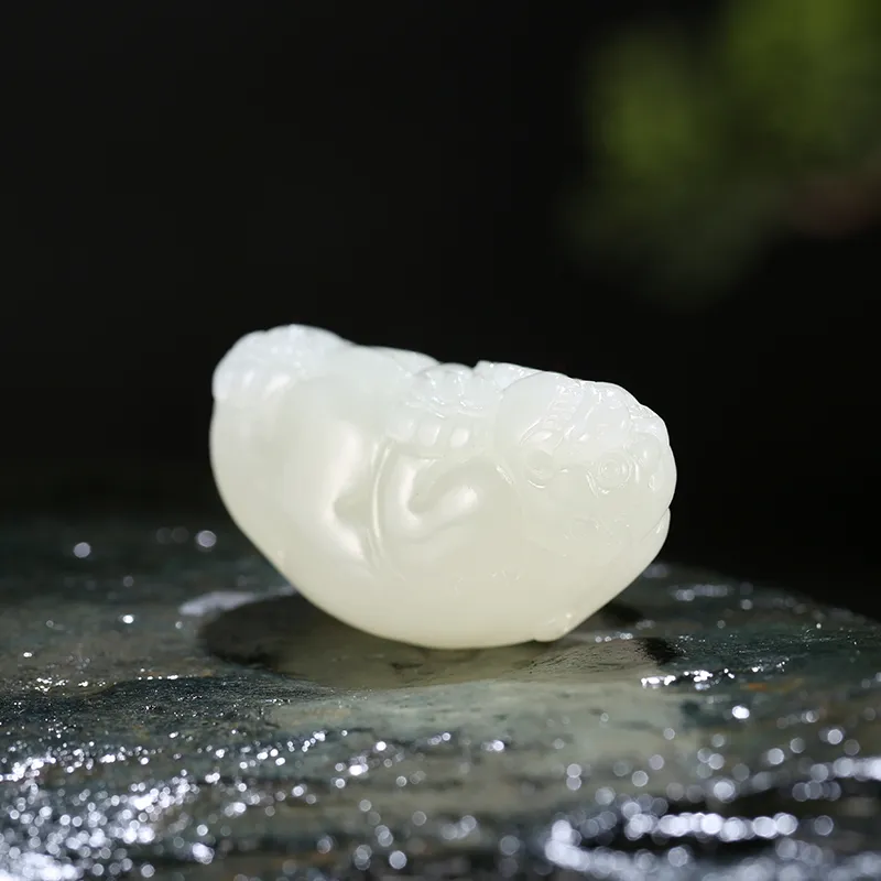 Treasure Pendants White Jade/Pale Greenish White Jade Unisex-4