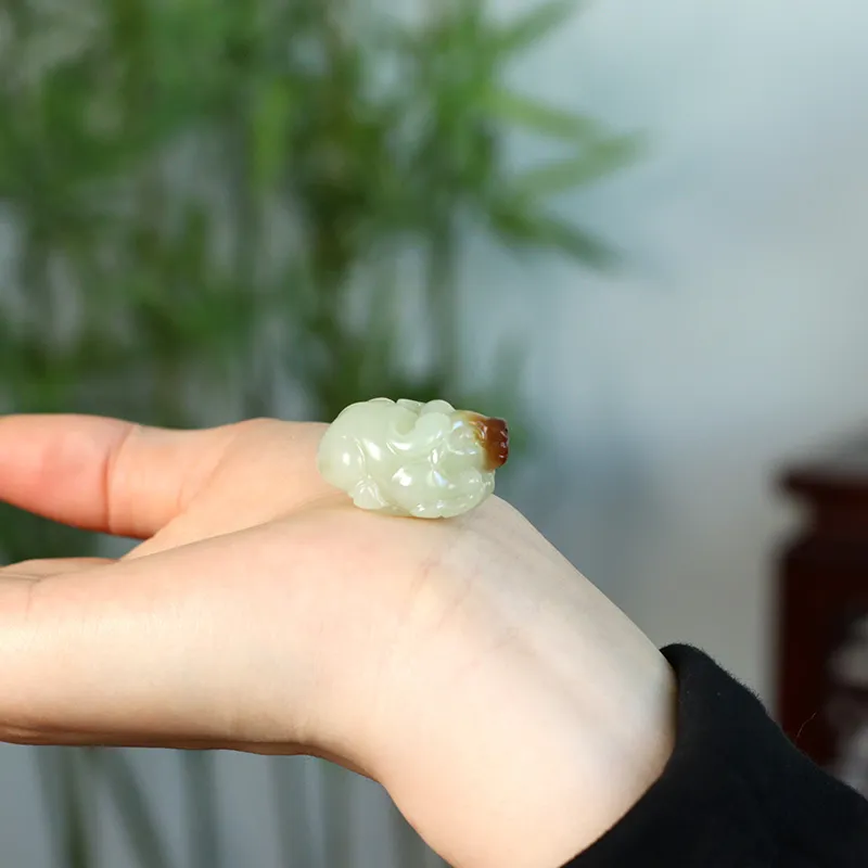 Treasure Hetian Jade Pendants White Jade/Pale Greenish White Jade Unisex-6