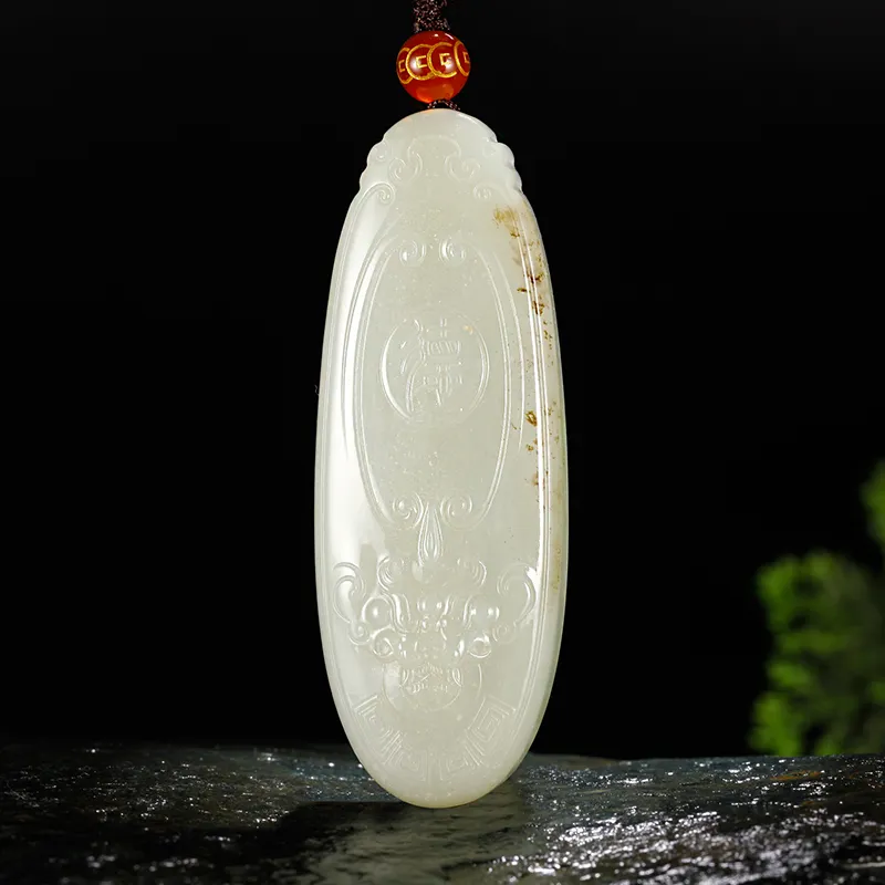 Treasure Necklaces White Jade/Pale Greenish White Jade Unisex-1