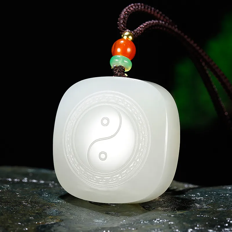 Treasure Necklaces White Jade/Pale Greenish White Jade Unisex-4