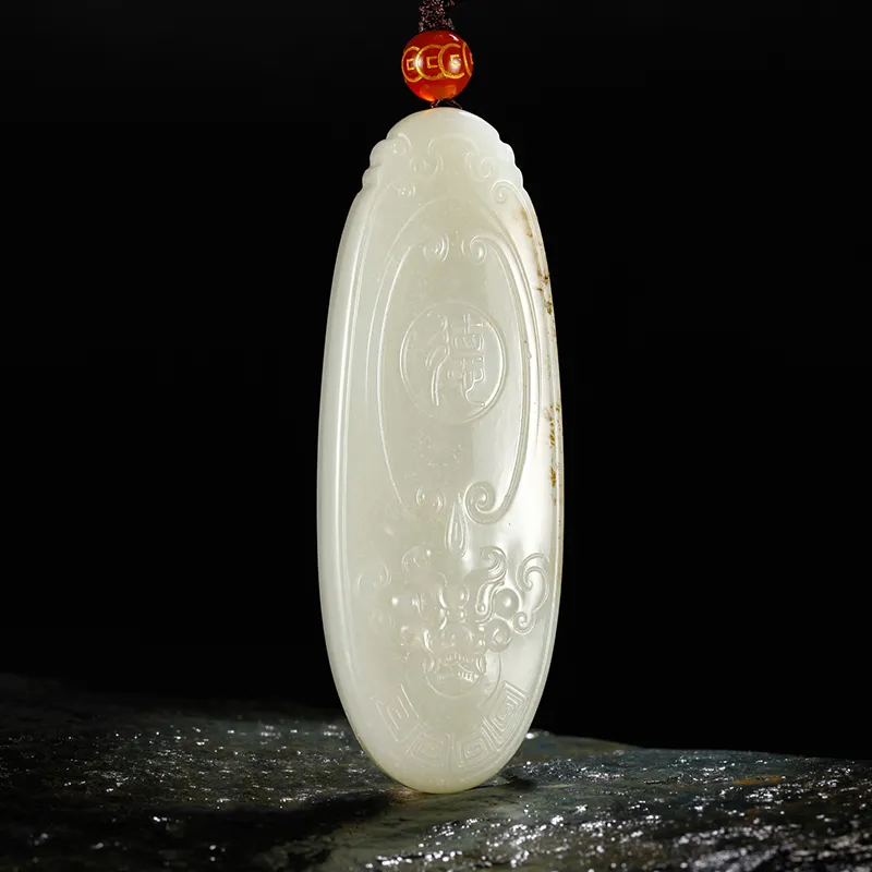 Treasure Necklaces White Jade/Pale Greenish White Jade Unisex-4