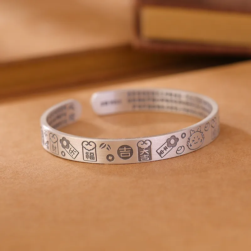 Strange 999 Fine Silver Bangles Unisex-0