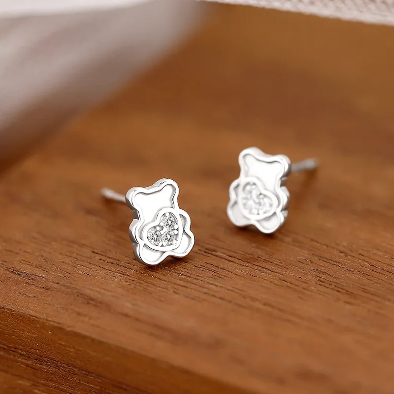 Strange 999 Fine Silver Stud Earrings Women's-3