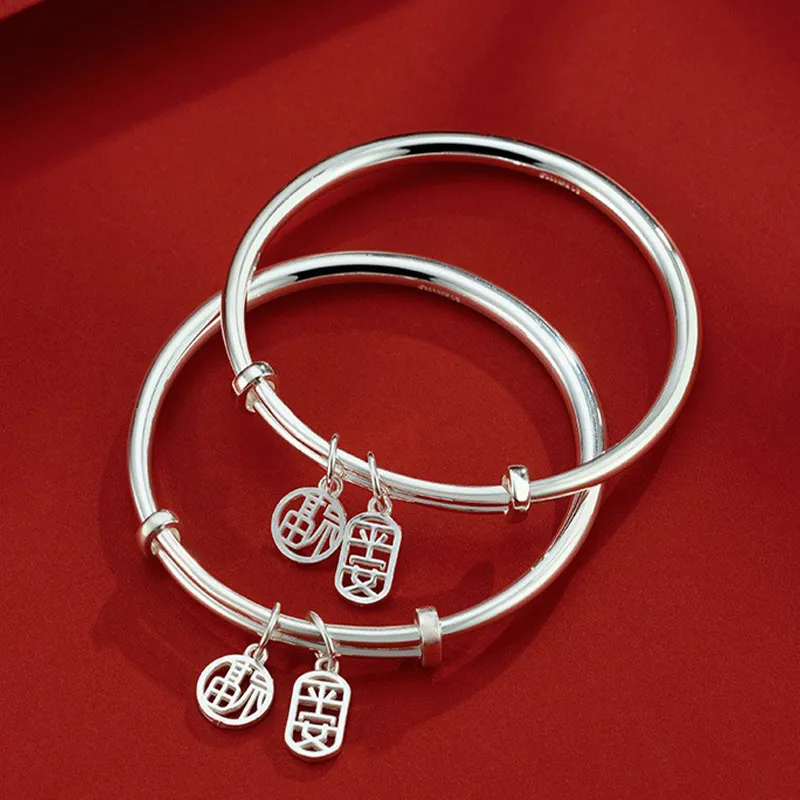 Strange 999 Fine Silver Bangles Women's-4