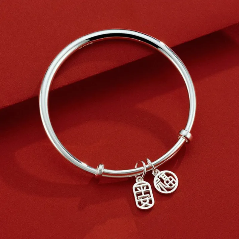 Strange 999 Fine Silver Bangles Women's-2