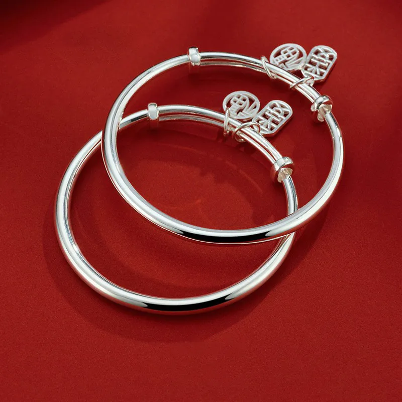 Strange 999 Fine Silver Bangles Women's-3