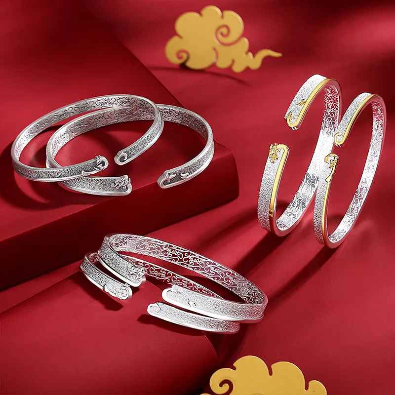Strange 999 Fine Silver Bangles Women's-3