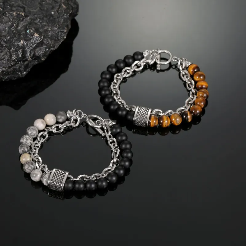 Strange Tiger's Eye Stone Bracelets Men's-3