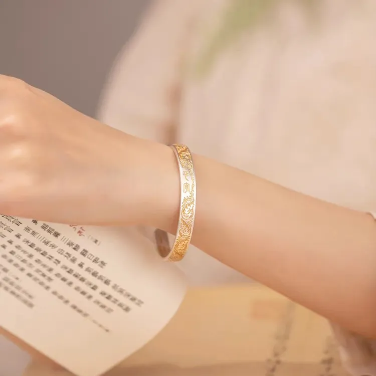 Strange 999 Fine Silver Bangles Women's-5