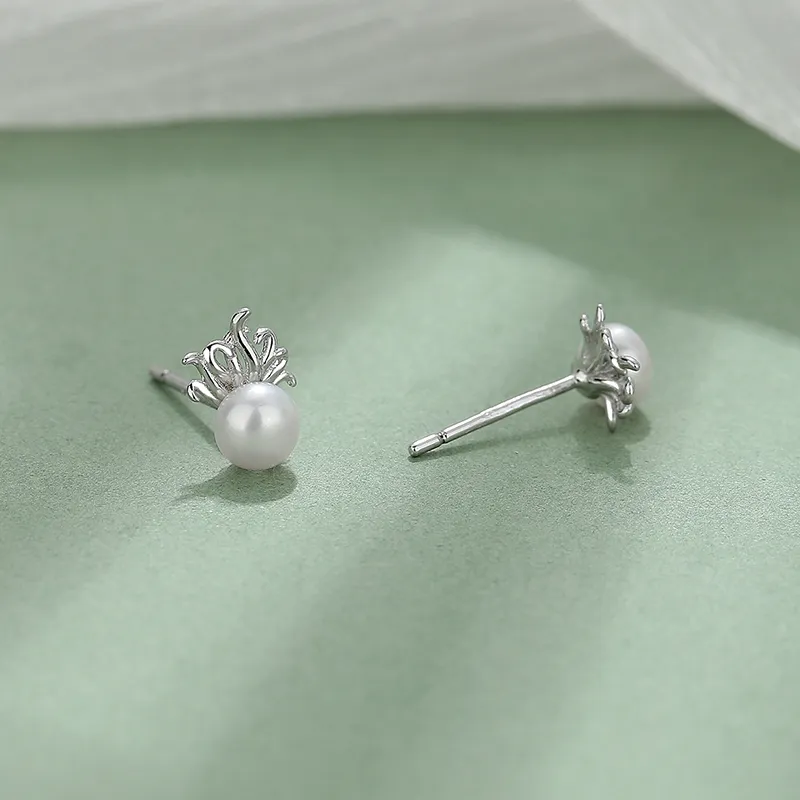 Strange 999 Fine Silver Stud Earrings Women's-2