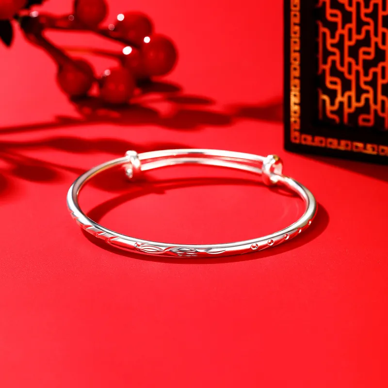 Strange 999 Fine Silver Bangles Women's-2