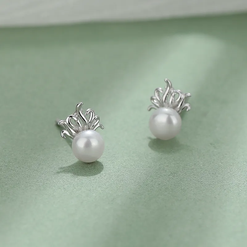 Strange 999 Fine Silver Stud Earrings Women's-3
