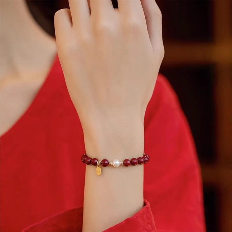 Strange Reconstructed Cinnabar Bracelets Women's-10