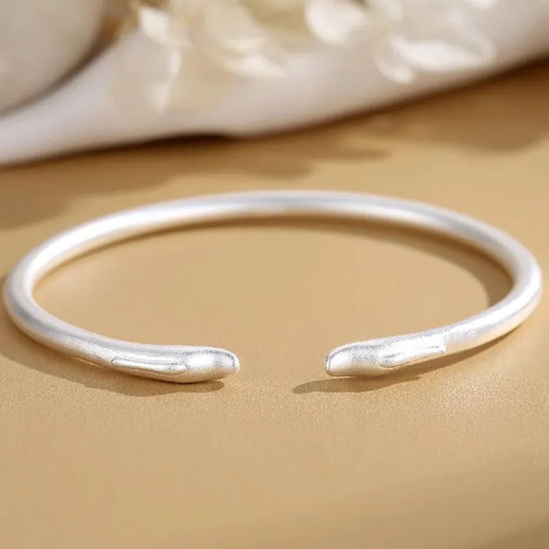 DONGFANGJIE 999 Fine Silver Sterling Silver Hand Bangle Women's-3