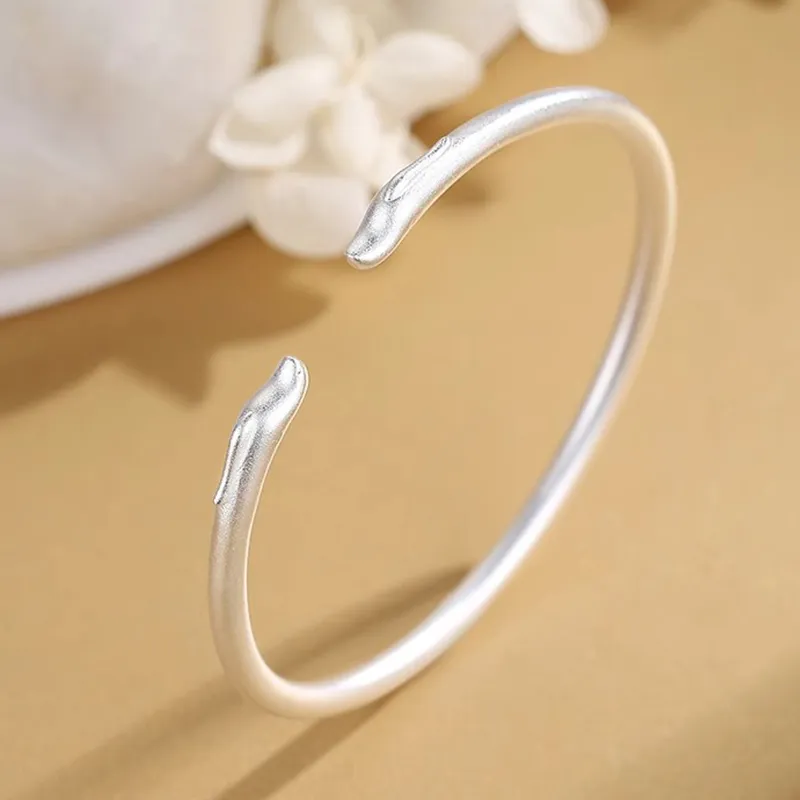 DONGFANGJIE 999 Fine Silver Sterling Silver Hand Bangle Women's-2