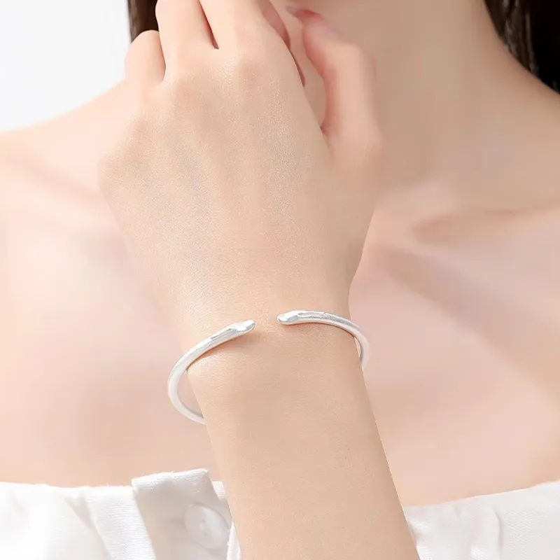 DONGFANGJIE 999 Fine Silver Sterling Silver Hand Bangle Women's-4