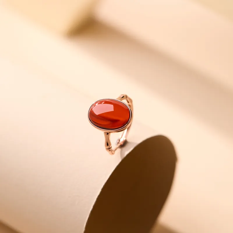 Linguanying S925 Sterling Silver Inlay Amber Rings Women's-6