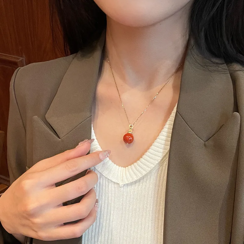 Linguanying Southern Red Agate Necklaces Women's-5