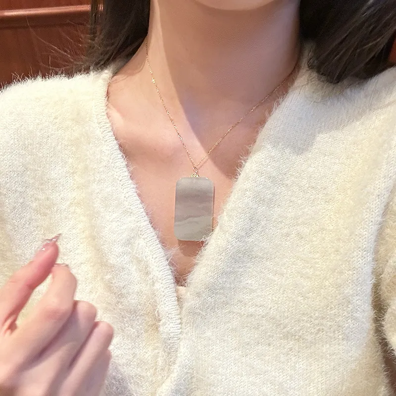 Linguanying Hetian Jade Necklaces Smoky Purple Women's-2