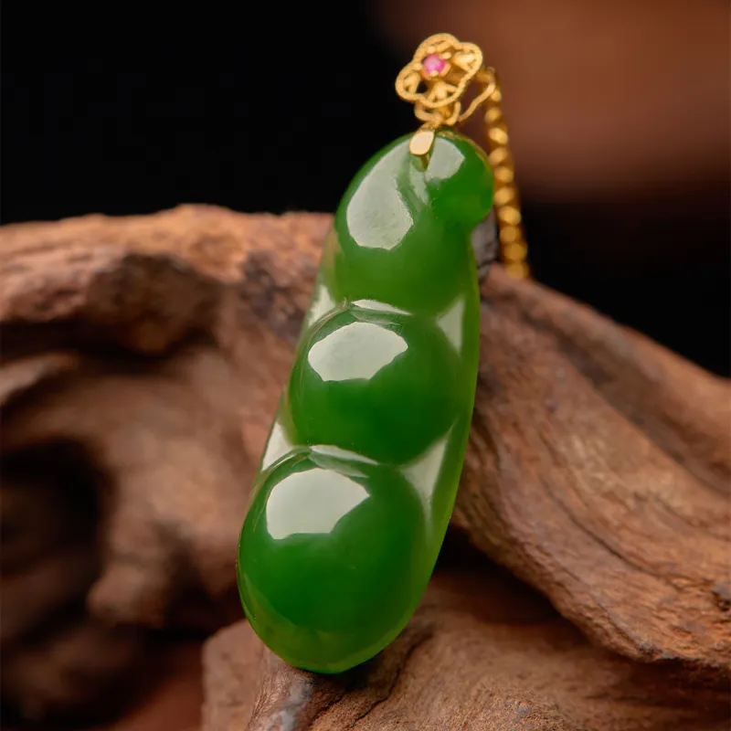 Linguanying 18K Gold Hetian Jade Pendants Women's Jasper-1