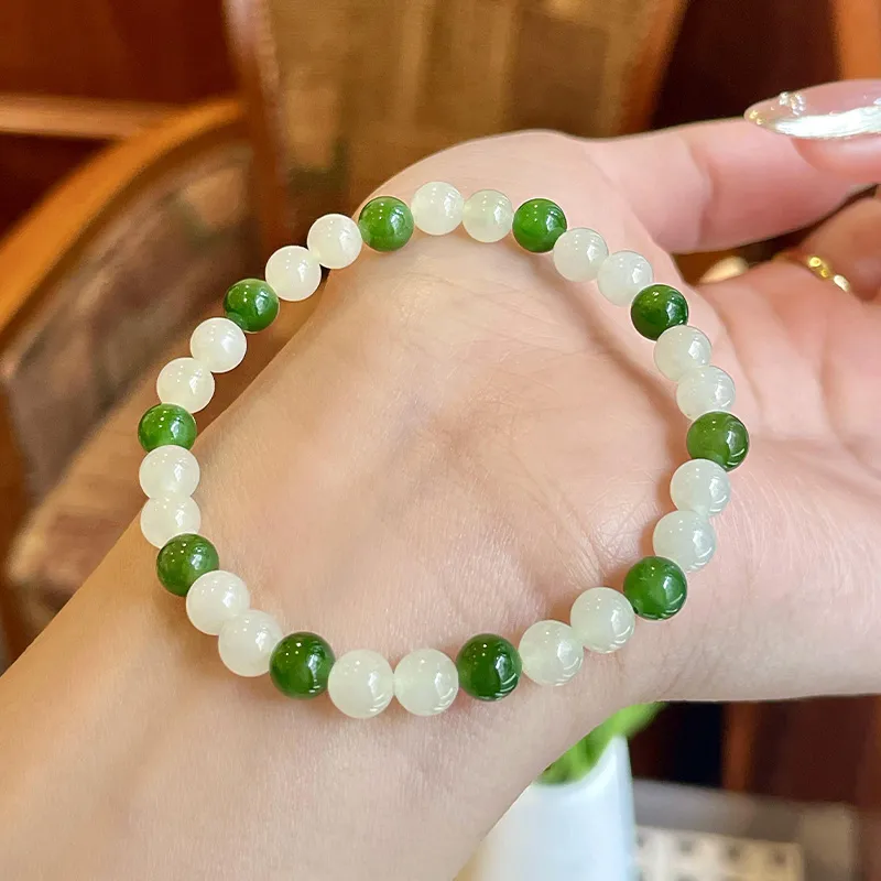 Linguanying Beaded Bracelet White Jade Women's-4