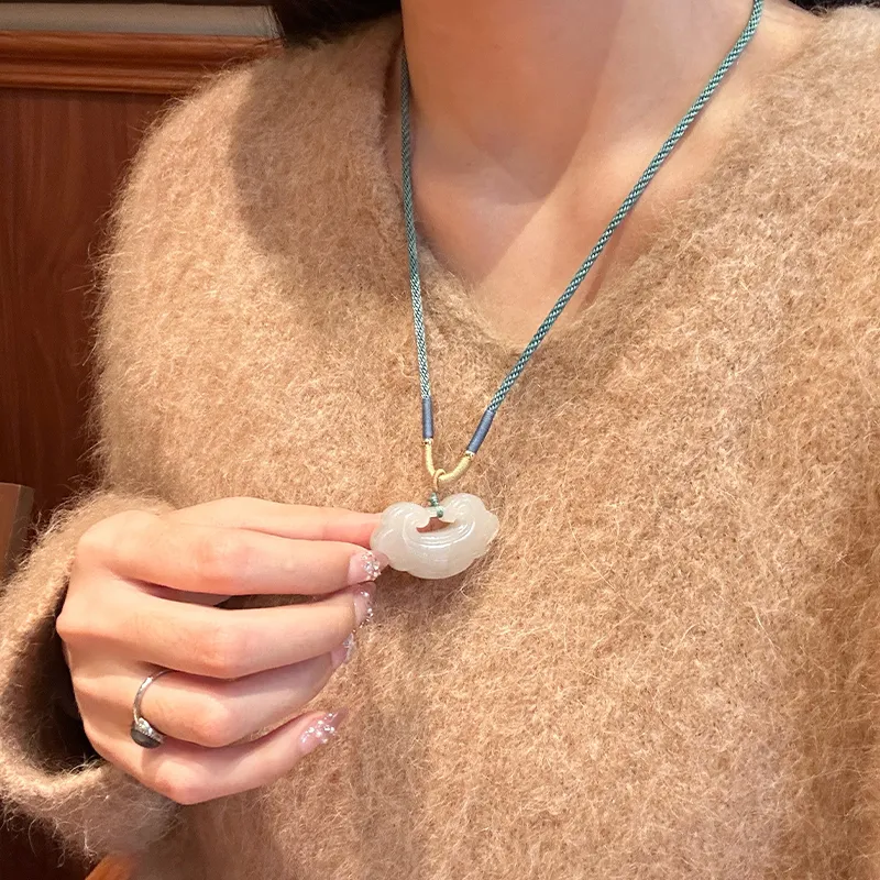 Linguanying Hetian Jade Necklaces Smoky Purple Women's-3