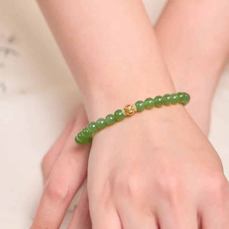Linguanying Hetian Jade 18K Gold Hetian Jade Bracelets Women's Jasper-5