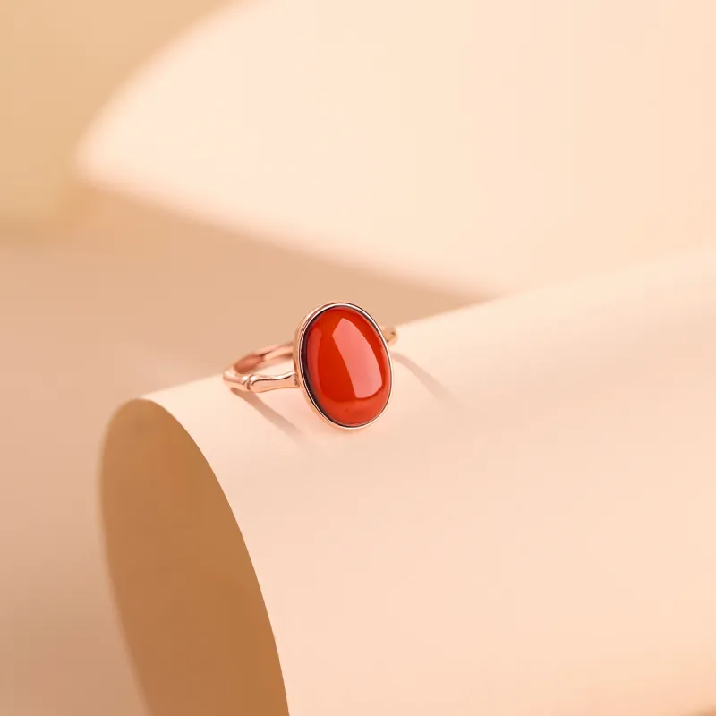 Linguanying S925 Sterling Silver Inlay Amber Rings Women's-8