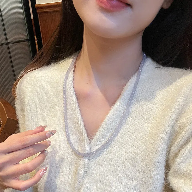 Linguanying Hetian Jade Necklaces Smoky Purple Women's-3