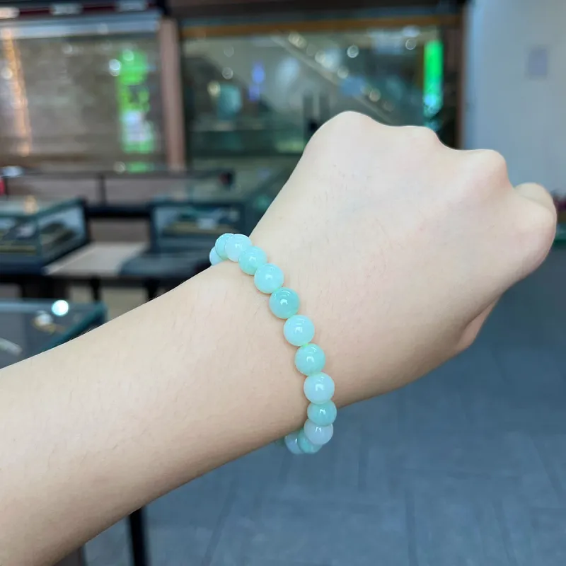 Linguanying Bean Type Round Bead Jadeite Bracelet Women's-1