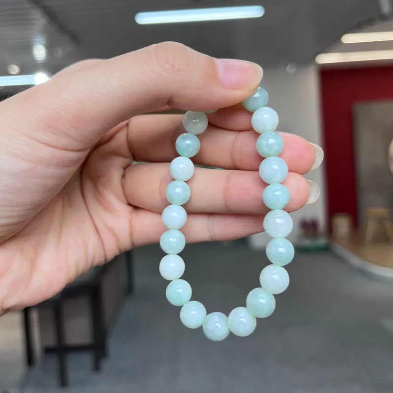 Linguanying Bean Type Round Bead Jadeite Bracelet Women's-5