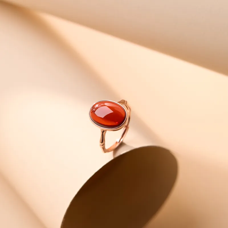 Linguanying S925 Sterling Silver Inlay Amber Rings Women's-7