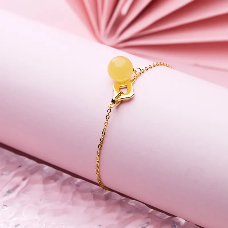 Linguanying Beeswax Jade Bracelets Women's Amber Beeswax-6