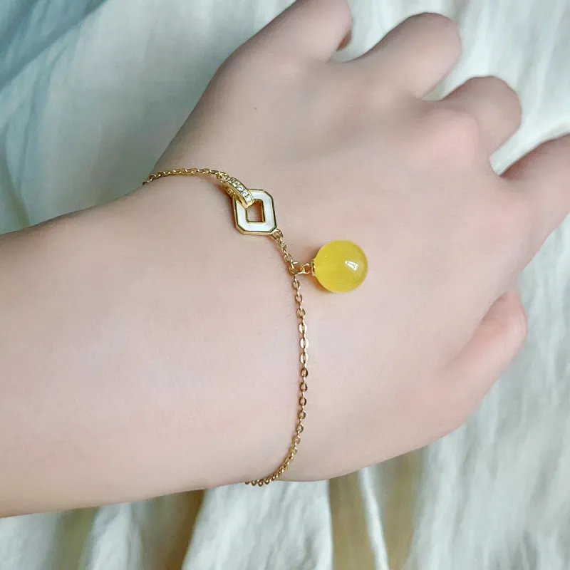 Linguanying Beeswax Jade Bracelets Women's Amber Beeswax-7