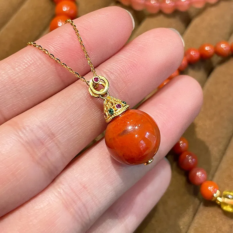 Linguanying Southern Red Agate Necklaces Women's-3