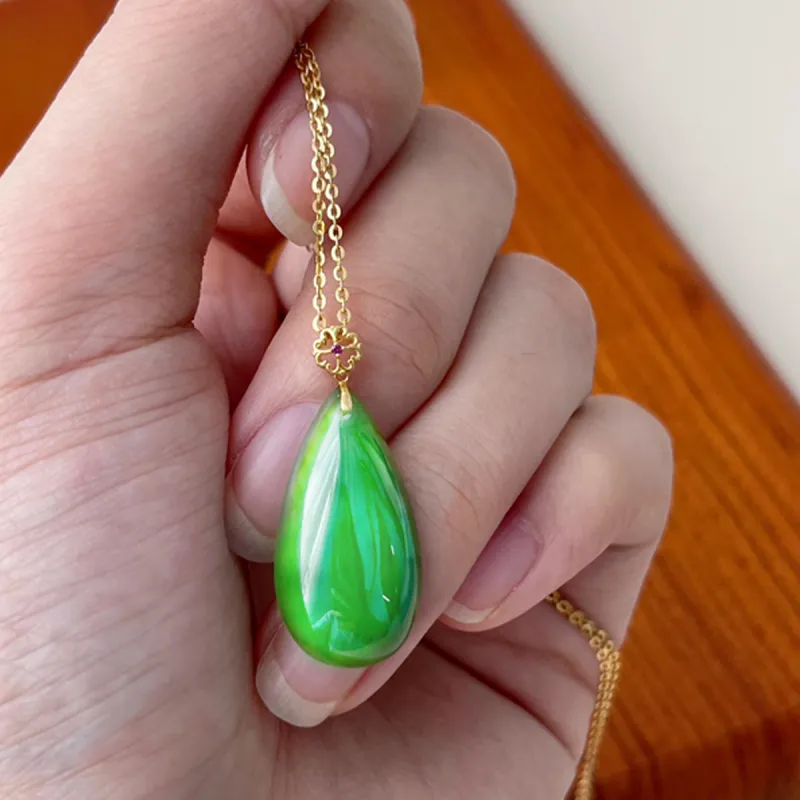 Linguanying Hetian Jade 18K Gold Hetian Jade Pendants Women's Jasper-2