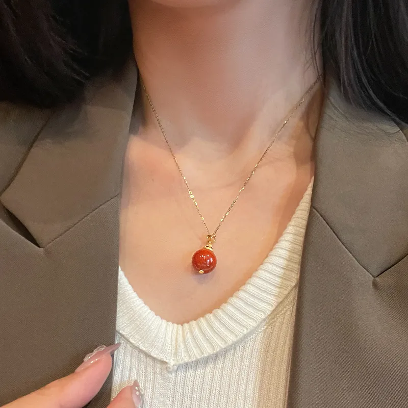 Linguanying Southern Red Agate Necklaces Women's-2