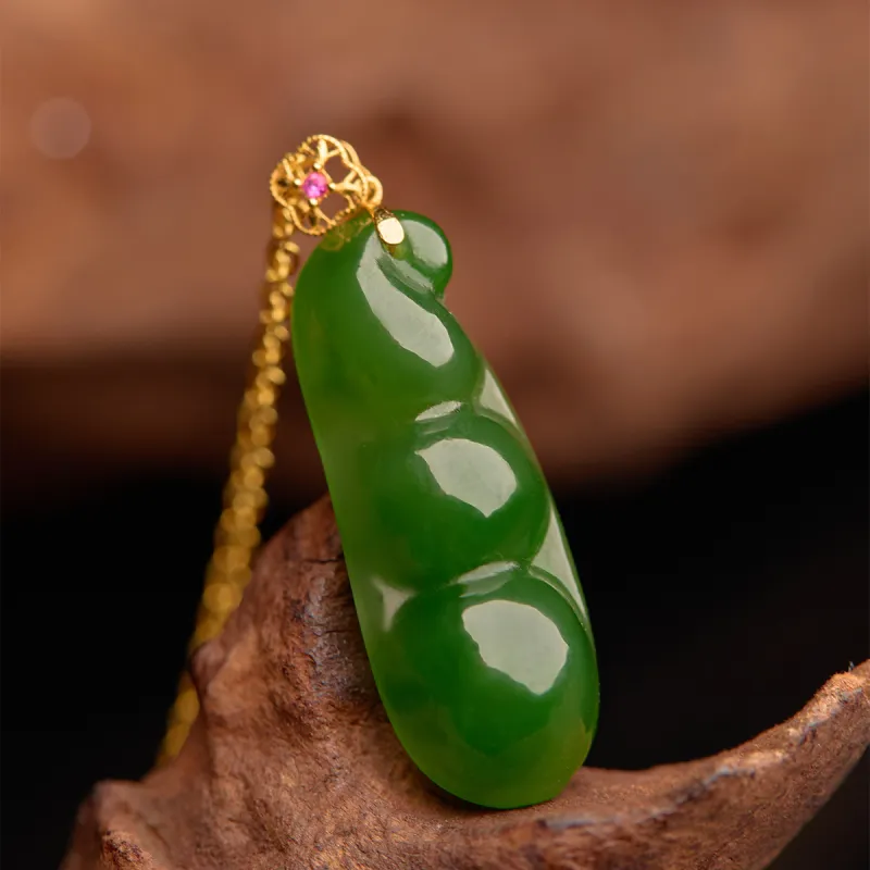 Linguanying 18K Gold Hetian Jade Pendants Women's Jasper-2