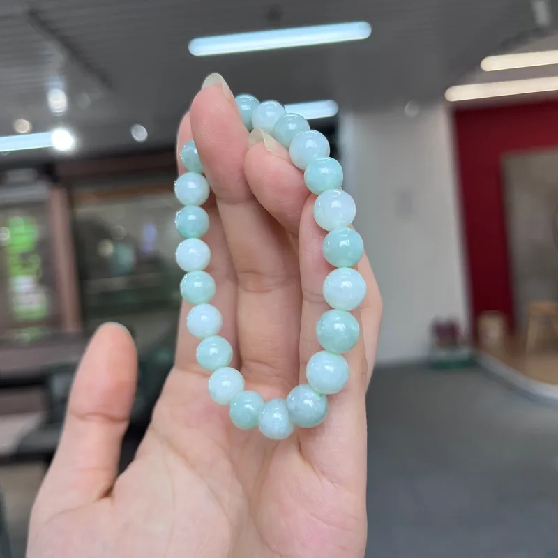 Linguanying Bean Type Round Bead Jadeite Bracelet Women's-4