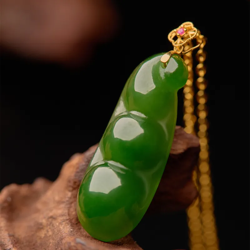 Linguanying 18K Gold Hetian Jade Pendants Women's Jasper-3