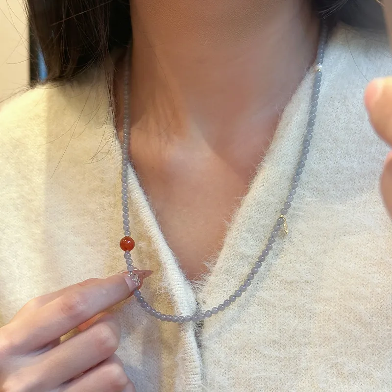 Linguanying Hetian Jade Necklaces Smoky Purple Women's-4