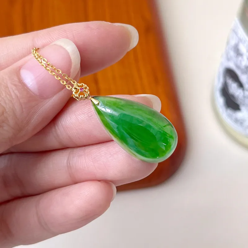 Linguanying Hetian Jade 18K Gold Hetian Jade Pendants Women's Jasper-3