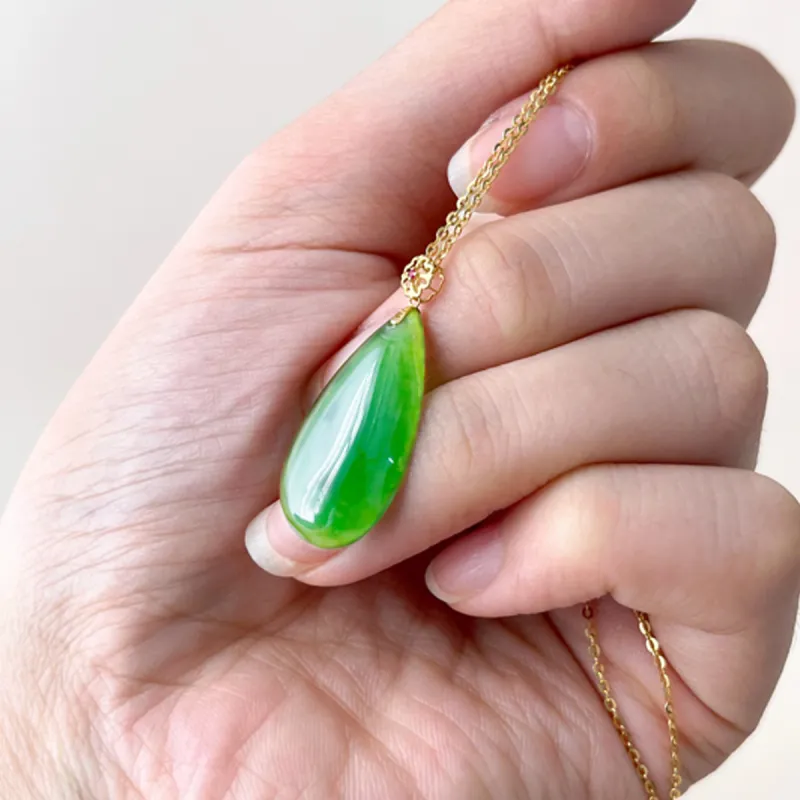 Linguanying Hetian Jade 18K Gold Hetian Jade Pendants Women's Jasper-1