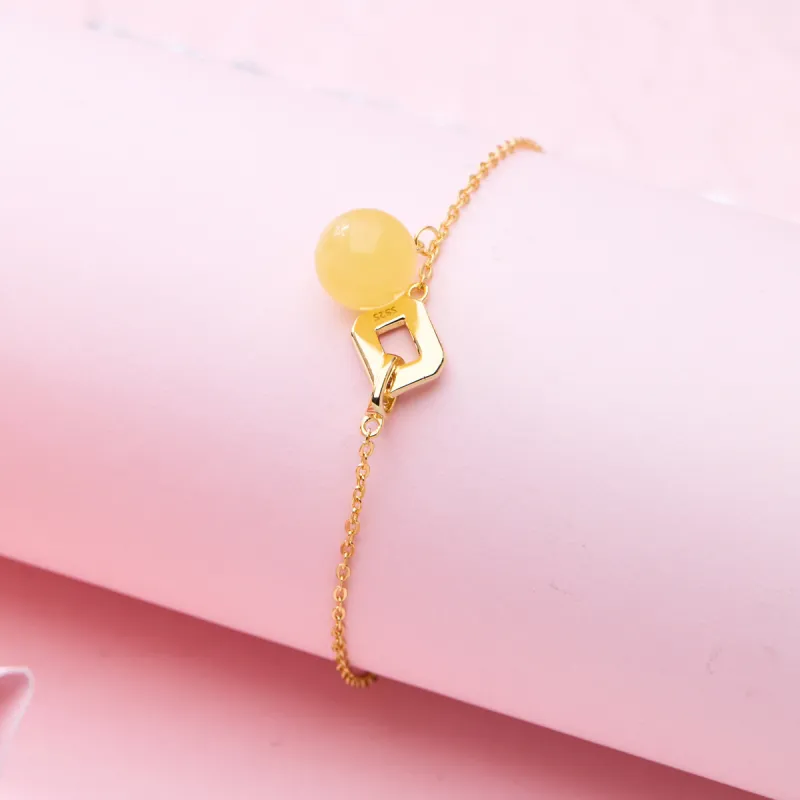 Linguanying Beeswax Jade Bracelets Women's Amber Beeswax-9