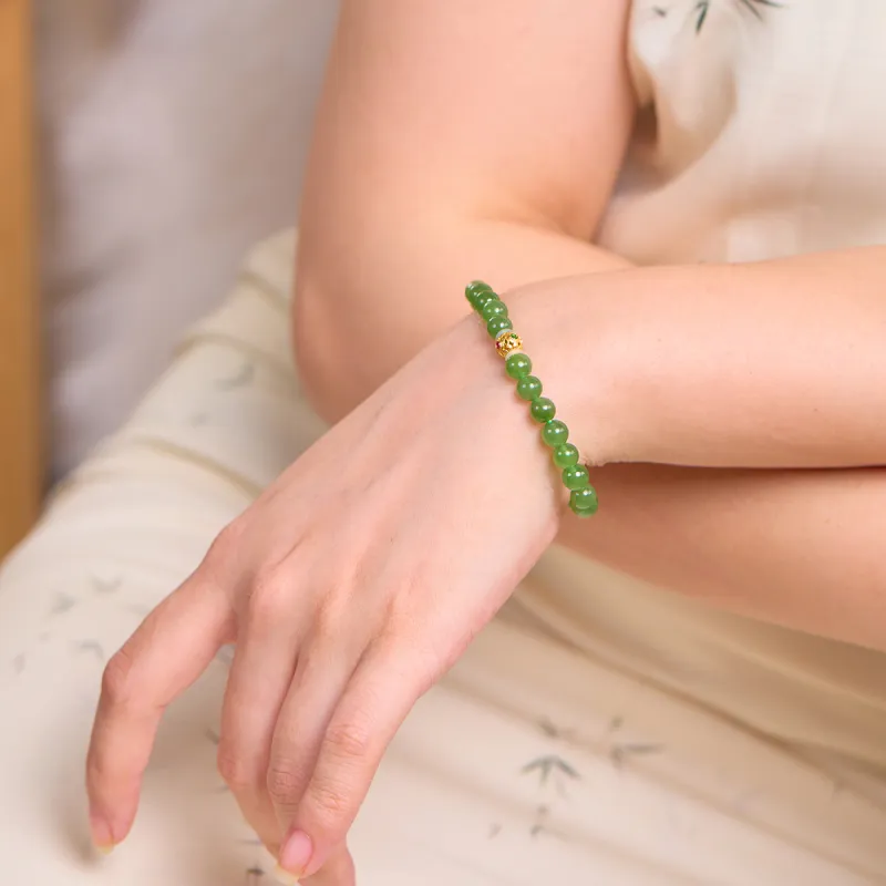 Linguanying Hetian Jade 18K Gold Hetian Jade Bracelets Women's Jasper-2