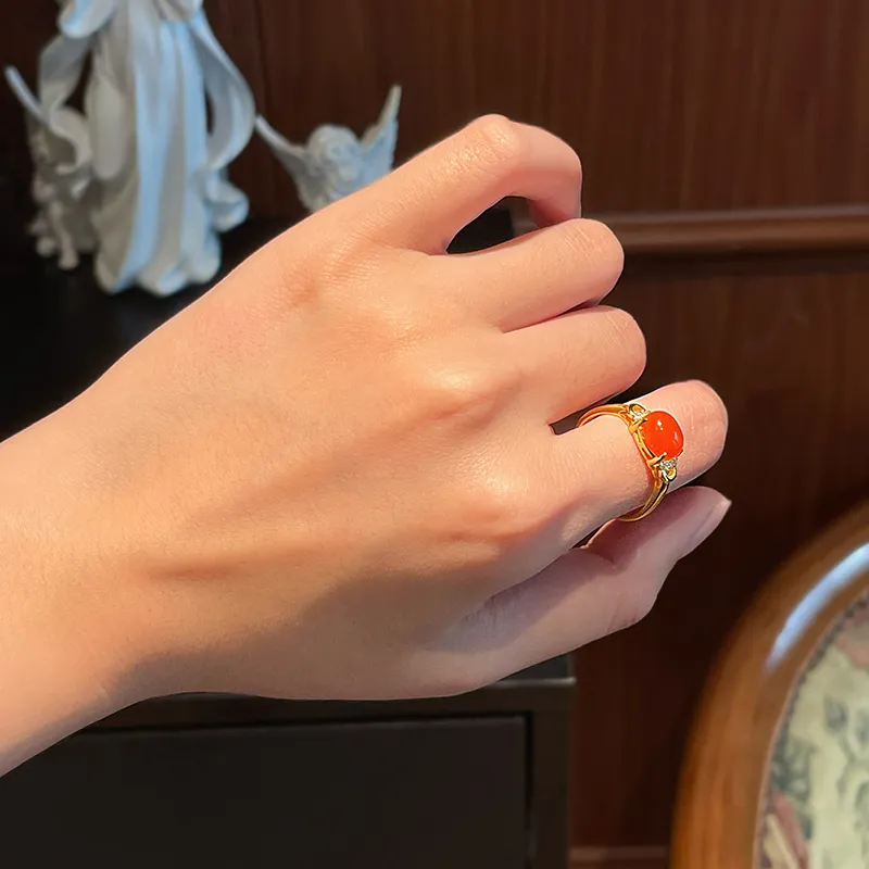 Linguanying Southern Red Agate Rings Women's-1